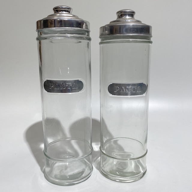 CANNISTER, Retro Glass Storage Jar w Aluminium Lid (Tall)